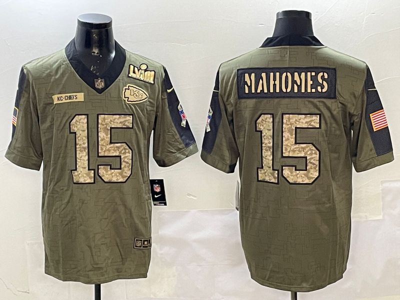 Men Kansas City Chiefs 15 Mahomes Green 2025 Nike Salute to Service Limited NFL Jersey style 9